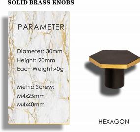 img 3 attached to Set Of 4 Solid Brass Hexagon Knobs - 1.18"X0.82" Black Finish For Dressers, Cabinets, And Home Décor