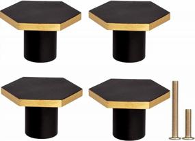 img 4 attached to Set Of 4 Solid Brass Hexagon Knobs - 1.18"X0.82" Black Finish For Dressers, Cabinets, And Home Décor