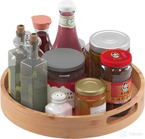 img 4 attached to 🔀 12 Inch Lazy Susan Organizer for Kitchen Cabinet - Bamboo Rotating Spice Rack with Double Handles (Medium Size)