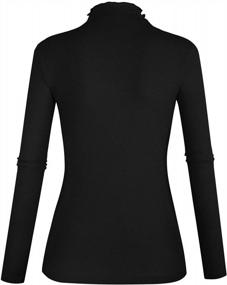 img 3 attached to Women'S Ribbed Knit Tee Shirt With Lettuce Trim And Mock Neck For Slim Fit And Long Sleeve - POPZONE