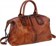 large capacity tote bag: iswee top handle shoulder bag medium designer hobo retro leather handbag for women logo