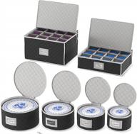 woffit china storage containers - 6 pack, quilted dinnerware & stemware set bins for packing dishes and glasses w/ 48 felt protectors - essential dish supplies for moving, christmas, seasonal storage logo