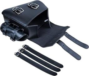 img 1 attached to 🔝 Premium Black PU Leather Swing Arm Saddlebag and Pannier Storage Set - Compatible with Harley Sportster XL883 XL1200 (Left & Right)