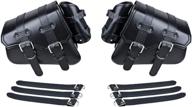 🔝 premium black pu leather swing arm saddlebag and pannier storage set - compatible with harley sportster xl883 xl1200 (left & right) логотип