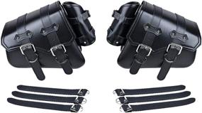 img 4 attached to 🔝 Premium Black PU Leather Swing Arm Saddlebag and Pannier Storage Set - Compatible with Harley Sportster XL883 XL1200 (Left & Right)