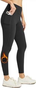 img 4 attached to Petite High Waisted Fleece-Lined Leggings With Pockets - Thermal Winter Pants For Women'S Yoga And Running