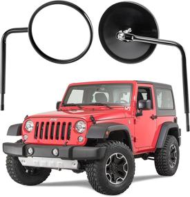 img 4 attached to 🔁 TACTIK Adventure Side Mirrors: Hinged Round Head Doorless Mirrors for Jeep Wrangler JL JK TJ YJ CJ & Gladiator JT (76-21) - Power Coated Finish