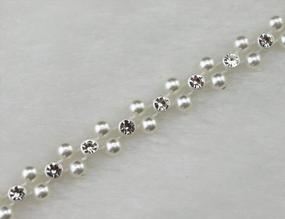 img 2 attached to 8Mm Ivory Pearl And Rhinestone Chain Trimming For Sewing And Cake Decoration (LZ118)