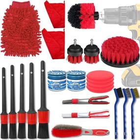 img 4 attached to 🚗 Goh Dodd 24-Piece Car Detailing Brush Set Kit for Interior, Exterior, Wheels, Leather, Dashboard, Air Vents, and Emblems - Ideal for Wash Cleaning and Ultimate Detailing