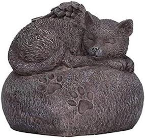 img 2 attached to 🐾 Pacific Giftware Pet Memorial Sleeping Angel Cat Footprint Rock Urn - 30 Cubic Inches (Bottom Load)