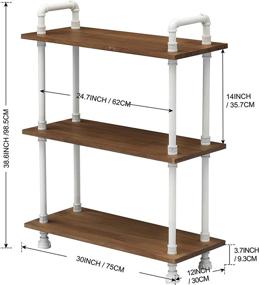img 1 attached to Small 3 Shelf White Bookshelf For Kids Bedroom | Modern Industrial Leaning Bookcases With Low Rustic Storage Shelf | Solid Wood Farmhouse Plant Shelf And Wide Open Pipe Design