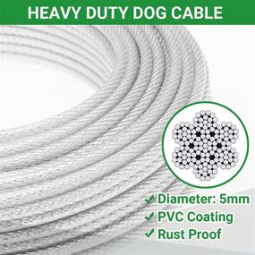 img 1 attached to 🐶 Ultimate 100 ft Dog Tie Out Cable: Heavy Duty Long Leash for Yard Training, Camping, Hiking & More - Chew Proof Lead Trolley Cable with Buffer for Dogs of All Sizes