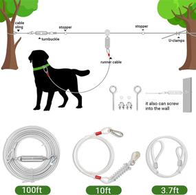 img 3 attached to 🐶 Ultimate 100 ft Dog Tie Out Cable: Heavy Duty Long Leash for Yard Training, Camping, Hiking & More - Chew Proof Lead Trolley Cable with Buffer for Dogs of All Sizes
