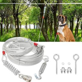 img 4 attached to 🐶 Ultimate 100 ft Dog Tie Out Cable: Heavy Duty Long Leash for Yard Training, Camping, Hiking & More - Chew Proof Lead Trolley Cable with Buffer for Dogs of All Sizes
