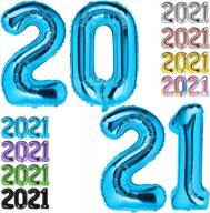 long-lasting blue number balloons for milestone birthdays – reusable 40 inch foil decorations logo