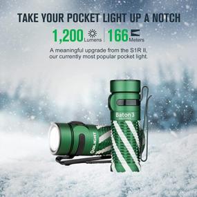 img 2 attached to OLIGHT Baton3: Ultra-Compact 1,200 Lumens Rechargeable EDC Flashlight In Christmas Green For Outdoor Adventures And Household Needs