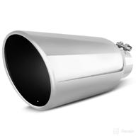 💥 stylish and durable autosaver88 3 inch inlet stainless steel exhaust tip - 3" inlet, 5" outlet, 12" length, chrome plated tailpipe logo