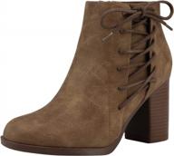 toetos women's tan faux leather chunky heel ankle boots, chicago-01, 5.5 m us logo