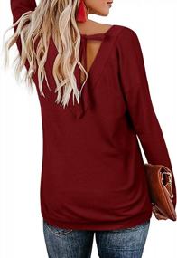 img 4 attached to OUGES Women'S V-Neck Knit Sweater With Long Sleeves And Tie Back Detail - Casual Pullover Top