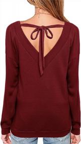 img 1 attached to OUGES Women'S V-Neck Knit Sweater With Long Sleeves And Tie Back Detail - Casual Pullover Top