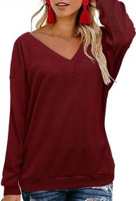 img 3 attached to OUGES Women'S V-Neck Knit Sweater With Long Sleeves And Tie Back Detail - Casual Pullover Top