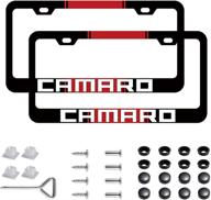2 pack for camaro ss rs racing stripe black metal license plate frame logo