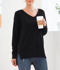 img 3 attached to 👚 Jouica Women's Lightweight V Neck Batwing Sleeve Knit Top Loose Pullover Sweater: Casual Fashion for a Cozy Look