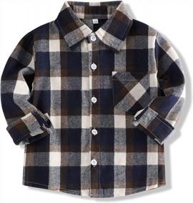 img 4 attached to Festive Plaid Flannel Shirt For Toddler Boys And Girls - Long Sleeve T-Shirt Top Kid Clothes