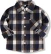 festive plaid flannel shirt for toddler boys and girls - long sleeve t-shirt top kid clothes logo
