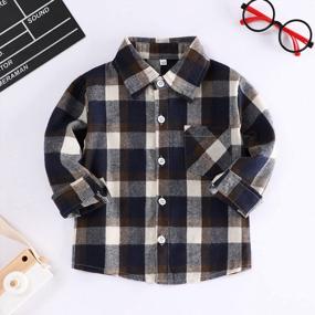 img 3 attached to Festive Plaid Flannel Shirt For Toddler Boys And Girls - Long Sleeve T-Shirt Top Kid Clothes