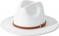 women's white fedora hat with color belt buckle - lisianthus wide brim panama logo