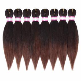img 4 attached to Pre Stretched Braiding Hair 12 Inch 8 Packs Ombre Short Braiding Hair Crochet Braids Natural Easy Braid Hot Water Setting Professional Synthetic Hair Extensions Soft Yaki Straight Texture (#1B/30)
