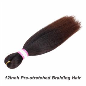 img 3 attached to Pre Stretched Braiding Hair 12 Inch 8 Packs Ombre Short Braiding Hair Crochet Braids Natural Easy Braid Hot Water Setting Professional Synthetic Hair Extensions Soft Yaki Straight Texture (#1B/30)