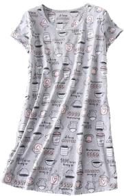 img 4 attached to Удобная и стильная: женская хлопковая ночная рубашка PNAEONG с короткими рукавами и повседневным принтом