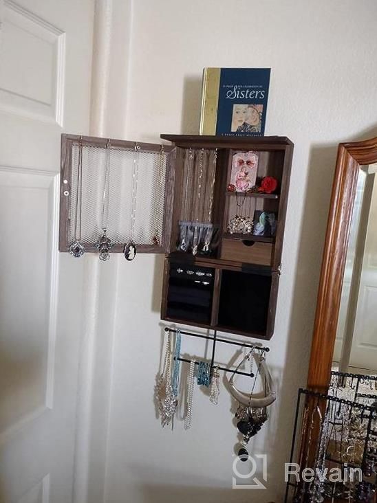 img 1 attached to Rustic Charm: QILICHZ Set Of 3 Wall Mounted Jewelry Organizers For Elegant Jewelry Display & Storage review by Bobbie Garrison
