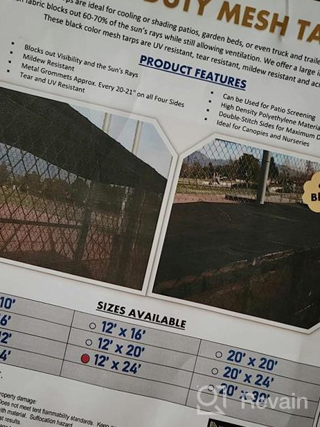 img 1 attached to 12 FT X 16 FT Heavy Duty Black Knitted Mesh Tarp With Grommets For Shade, Greenhouse, Garden, Canopy, Pools And Dump Truck - 60-70% UV Protection review by Eduardo Purewal