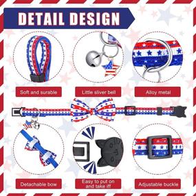 img 2 attached to 🐱 8-Piece Cat Collar with Bowtie and Bell - 4th of July Independence Day & Valentine's Day Adjustable Dog Bow Tie Collar - Breakaway Buckle Safety Holiday Puppy Collar for Cat, Dog, Kitten - Star Patterns