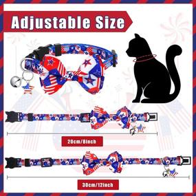 img 3 attached to 🐱 8-Piece Cat Collar with Bowtie and Bell - 4th of July Independence Day & Valentine's Day Adjustable Dog Bow Tie Collar - Breakaway Buckle Safety Holiday Puppy Collar for Cat, Dog, Kitten - Star Patterns