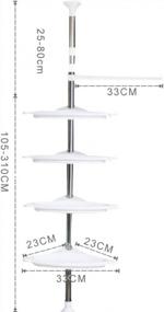 img 3 attached to Shower Caddy,Bigzzia Bathroom Corner Shelf 4 Tier Adjustable Shower Rack Stainless Telescopic Shower Organiser Caddy Holder No Drilling Pole Height 105 To 310Cm