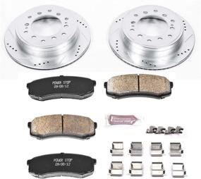 img 1 attached to 🚗 Enhance Your Braking Performance with Power Stop K5875 Rear Z23 Carbon Fiber Brake Pads and Drilled & Slotted Brake Rotors Kit