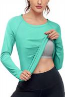 blevonh women casual sports shirt built in bras upf50+ long sleeve tops s-2xl logo