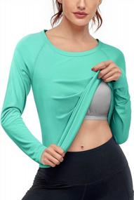 img 4 attached to BLEVONH Women Casual Sports Shirt Built In Bras UPF50+ Long Sleeve Tops S-2XL