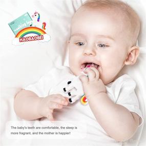 img 1 attached to Unicorn Soft Silicone Baby Teether Toy by HAOBAOBEI - BPA-Free, Soothes Teething Pain and 🦄 Sore Gums, Chewy Toys for Infants and Toddlers, Perfect Gift for Baby Boys and Girls (White)
