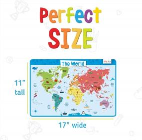 img 1 attached to Merka Kids Educational World Atlas Placemat With Non-Slip Material And Reusable Plastic For Learning Continents, Countries, And Oceans In Dining And Kitchen Tables