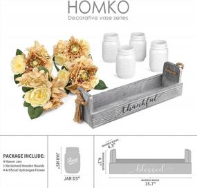 img 2 attached to Rustic Farmhouse Table Centerpiece Set With Artificial Flowers - HOMKO Mason Jar Decor For Flatware Organizer, Flower Arrangement & Garden Wedding (White, Large)
