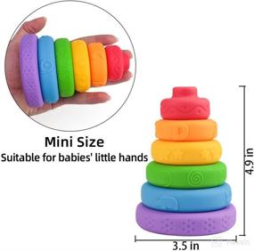 img 1 attached to 🌈 OWNONE 1 Rainbow Stacking Rings for Babies: Montessori Toy with Teething Benefits