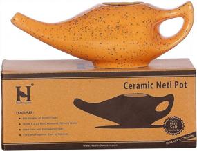 img 4 attached to HealthGoodsIn Premium Handcrafted Durable Ceramic Neti Pot With Salt For Sinus - Dishwasher Safe 225 Ml., Freckle Pattern - (Orange)