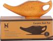 healthgoodsin premium handcrafted durable ceramic neti pot with salt for sinus - dishwasher safe 225 ml., freckle pattern - (orange) logo