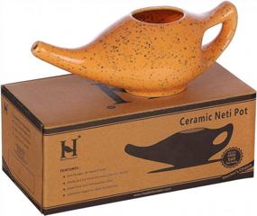 img 3 attached to HealthGoodsIn Premium Handcrafted Durable Ceramic Neti Pot With Salt For Sinus - Dishwasher Safe 225 Ml., Freckle Pattern - (Orange)