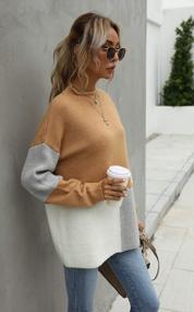 img 1 attached to Angashion Women Oversized Chunky Knit Color Block Drop Shoulder Batwing Sleeve Pullover Sweater Tops